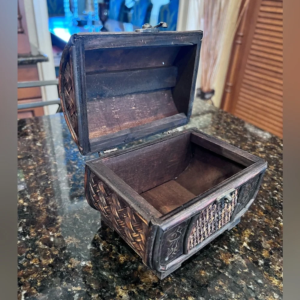 Vintage Small Wooden Trinket Chest